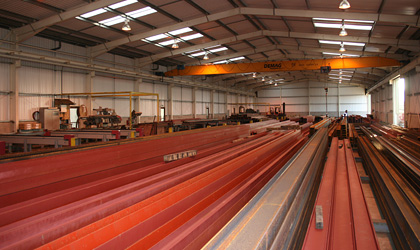 interior view of warehouse steel stock
